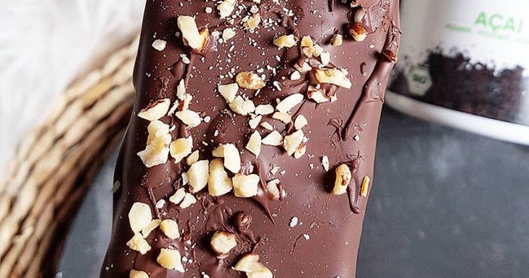 Magnum healthy maison, nicecream banane, fraises et poudre d’acaï
