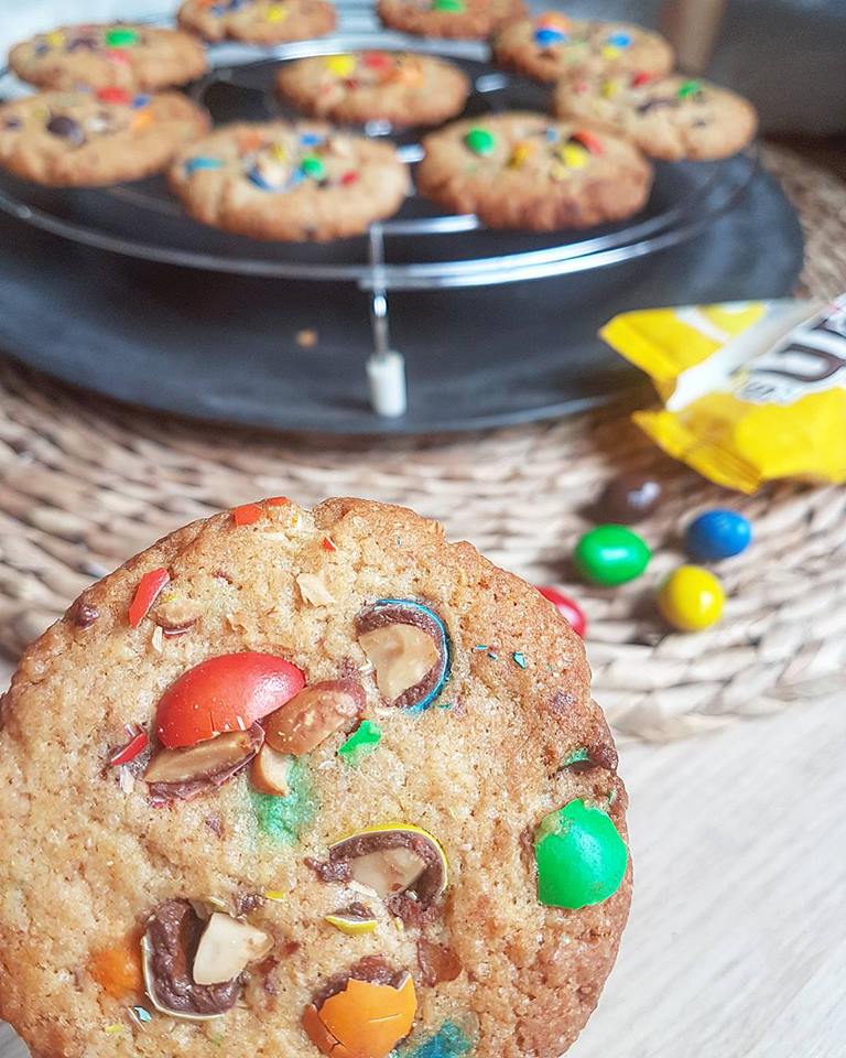 Cookies aux m&m’s, allégés en sucre (non raffiné) et en matières grasses, sans beurre