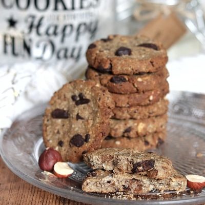 Cookies choco noisettes vegan et sans gluten (sans sucres ajoutés et allégés en matières grasses)