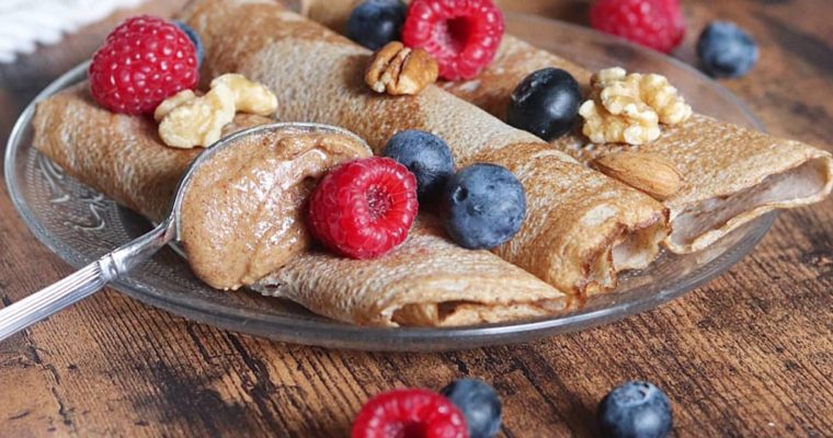 Crêpes protéinées au sarrasin et fleur d’oranger sans gluten, sans lactose, faibles en glucides